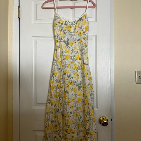 Floral Yellow and Gray Women's Dress - Picture 1 of 4